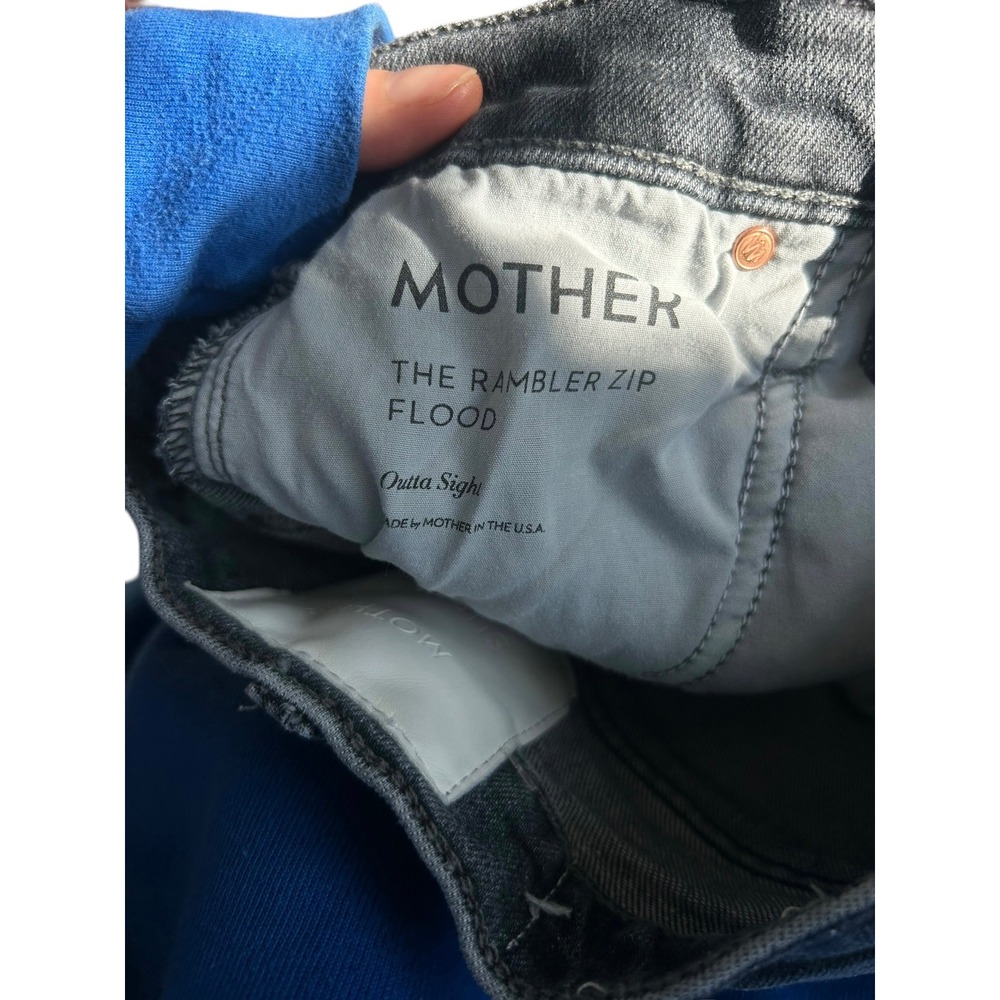 Mother The Rambler Zip Flood Jeans Outta Sight Faded Black Straight Leg Size 23 - Picture 9 of 11